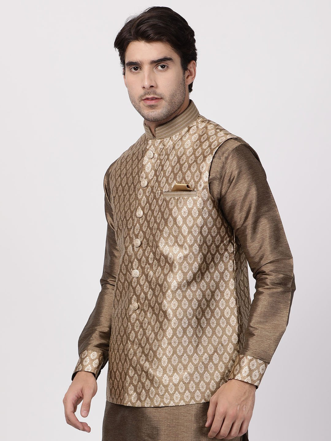 Men's Gold Nehru Jacket - view 2