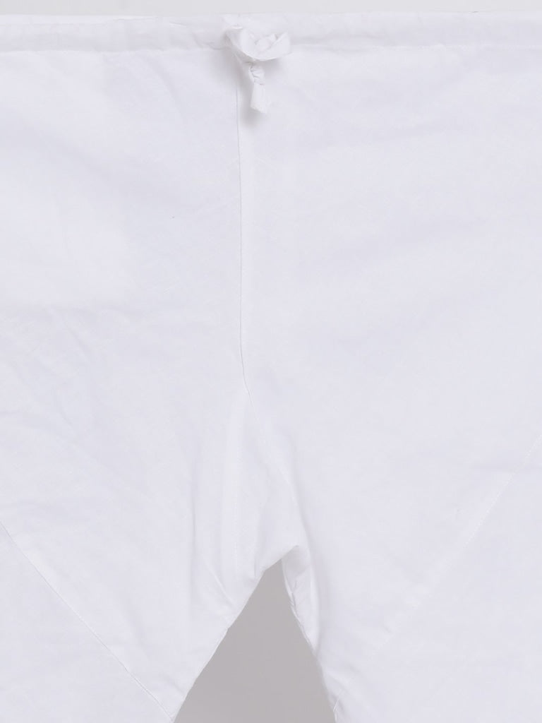 Men's White Cotton Kurta, Ethnic Jacket and Pyjama Set - view 5