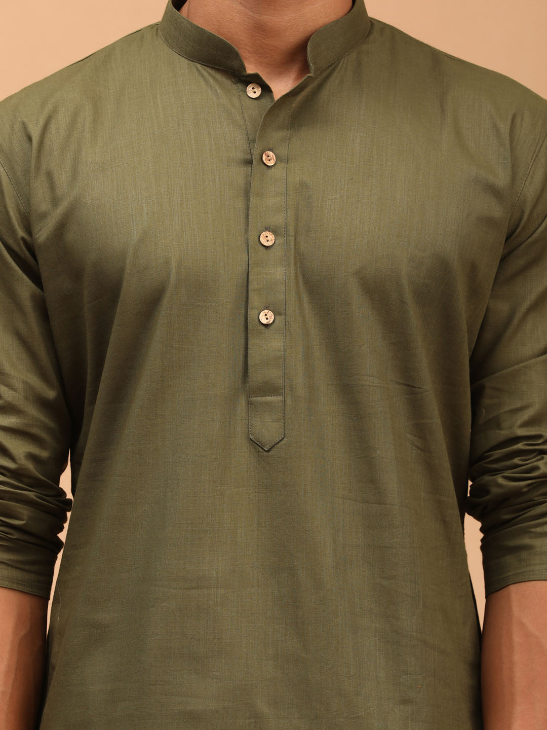 Sarvati Men's Green Printed Cotton Nehru Jacket With Mehdi Green Kurta And White Pyjama Set