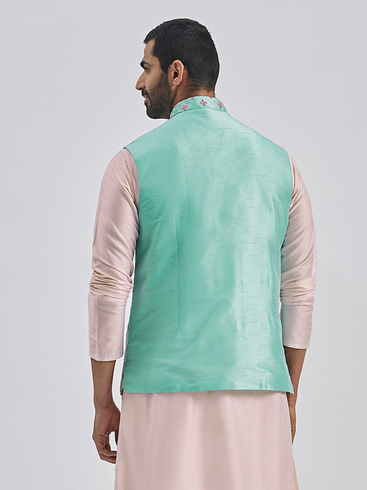 Men's Mint Green - Nehru Jacket - view 5