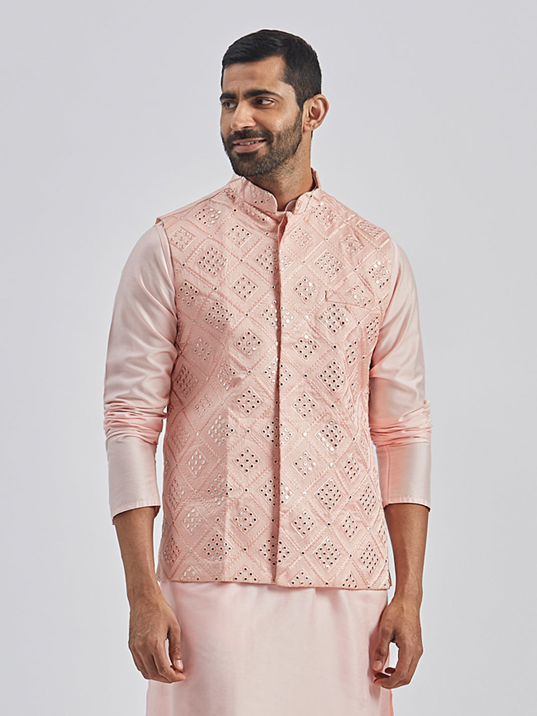 Men's Pink - Nehru Jacket - view 2