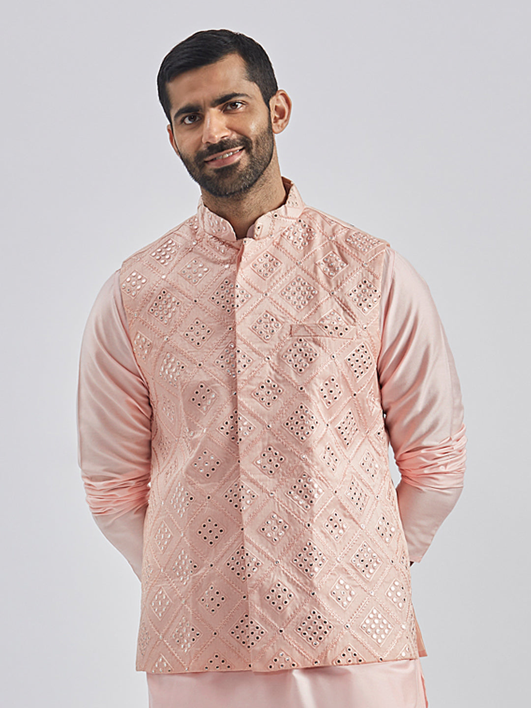 Men's Pink - Nehru Jacket - view 7
