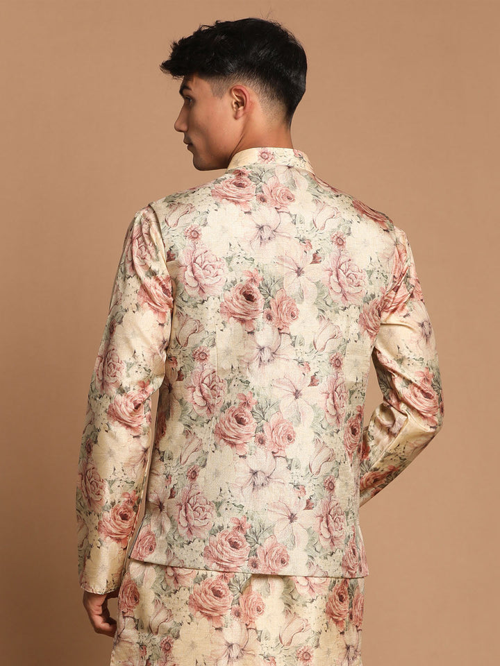 Men's Beige Printed Jacket