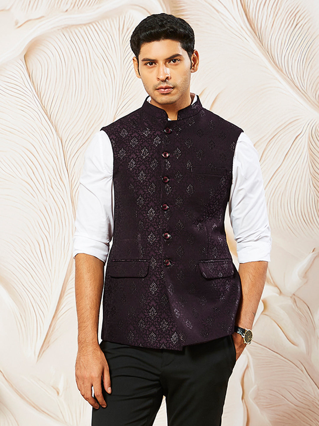Men's Wine Silk Blend Jacket