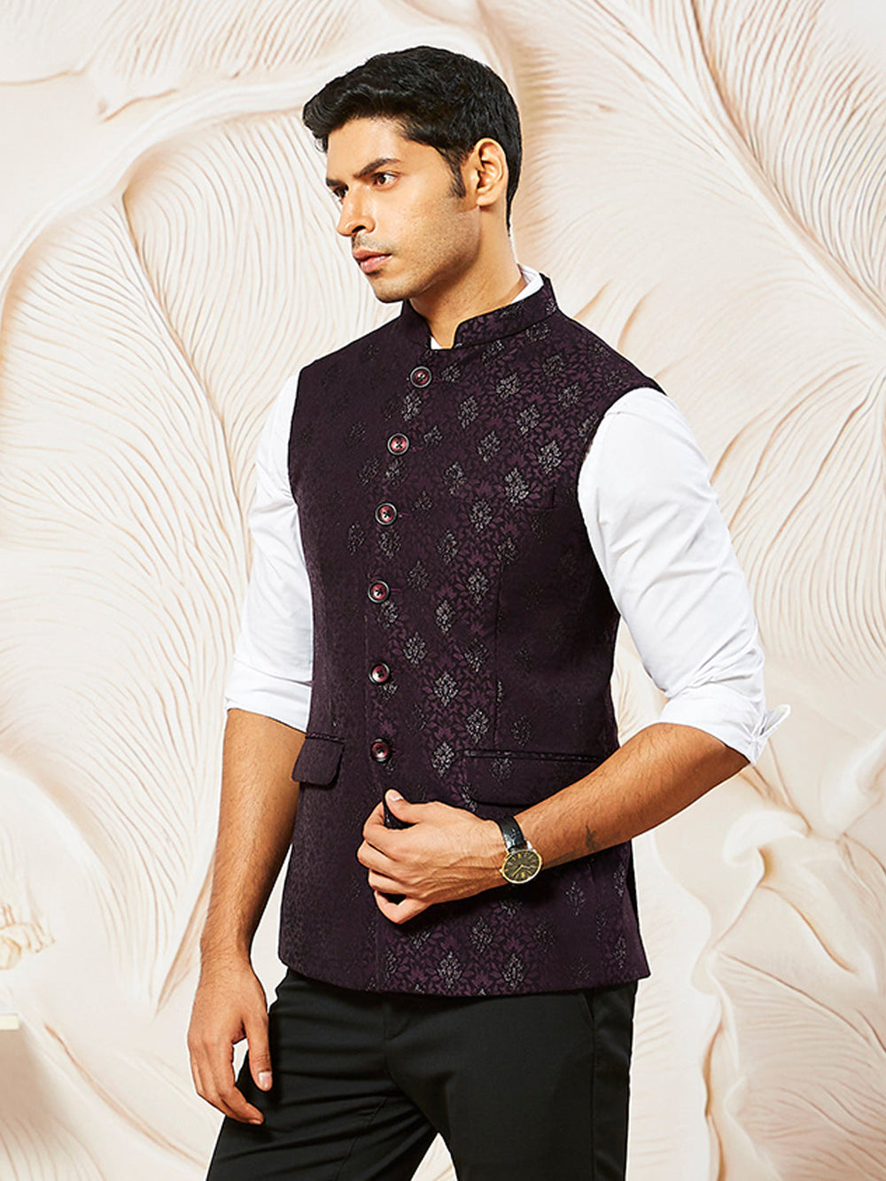 Men's Wine Silk Blend Jacket