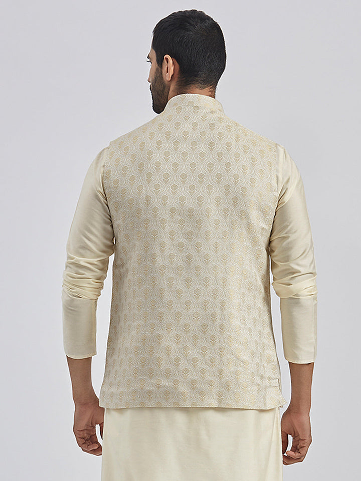 Men's Gold Viscose Nehru Jacket