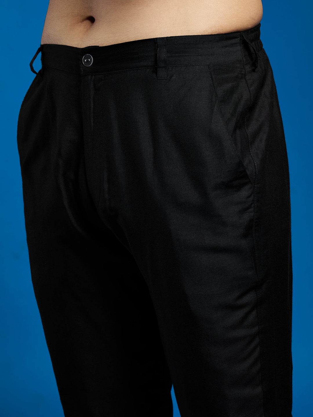 Men's Black Viscose Jacket,Kurta And Pyjama Set.