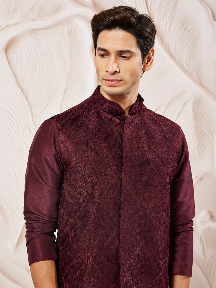 Men's Maroon - Nehru Jacket