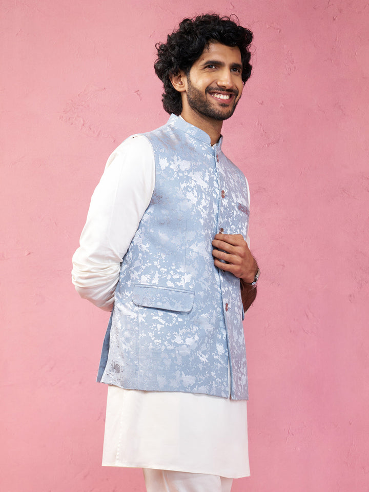 Men's Grey Monty Jacquard Nehru Jacket