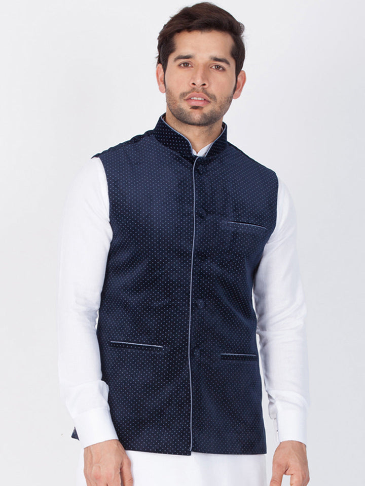 Men's Blue Velvet Ethnic Jacket