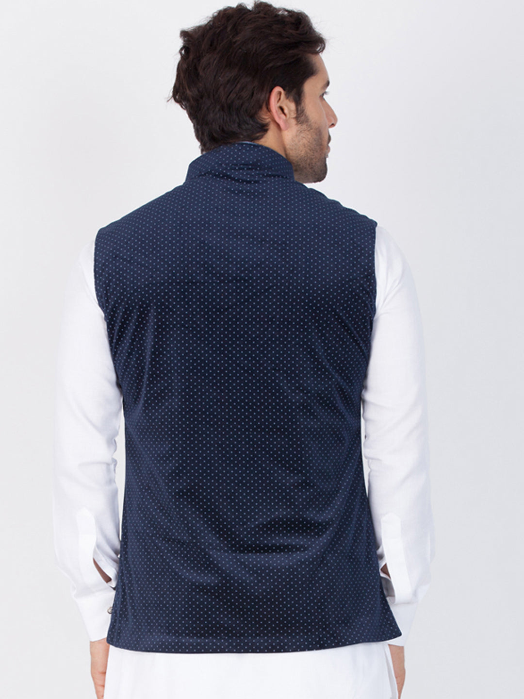 Men's Blue Velvet Ethnic Jacket - view 4