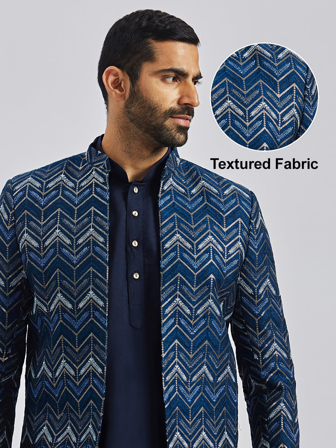 Men's Blue Silk Blend Jodhpuri - view 2