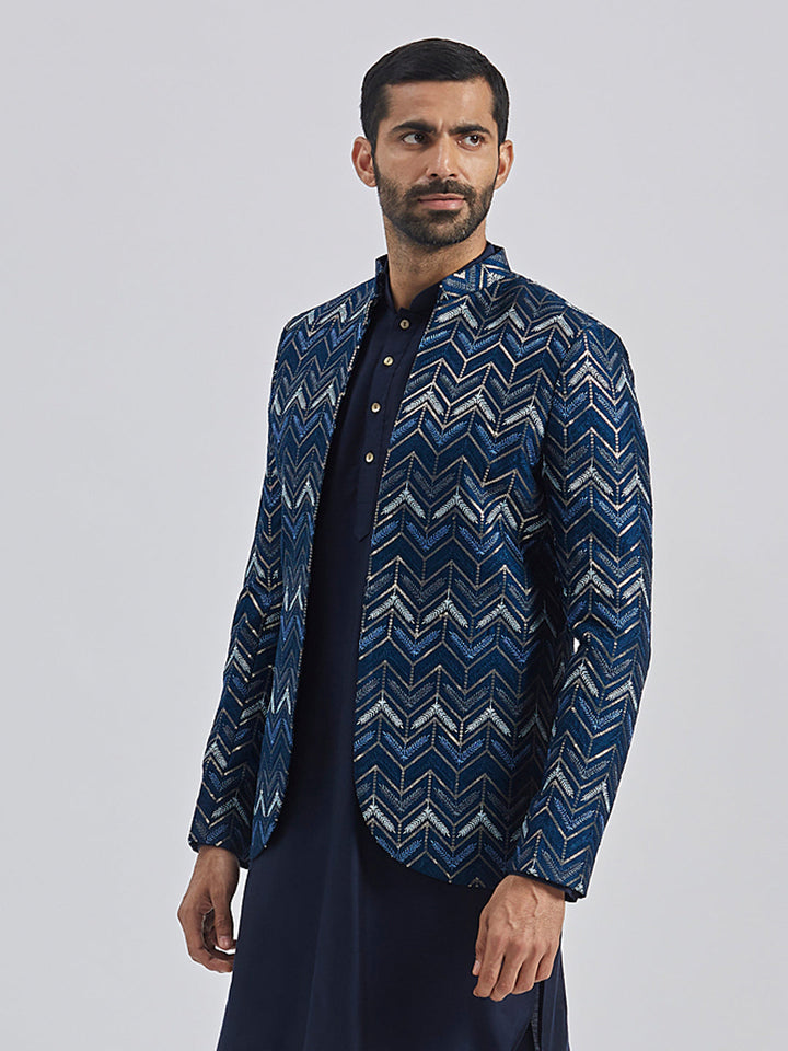Men's Blue Silk Blend Jodhpuri - view 4