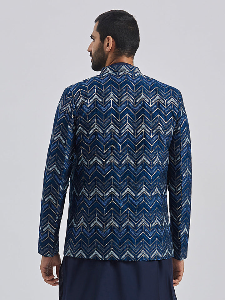 Men's Blue Silk Blend Jodhpuri - view 5