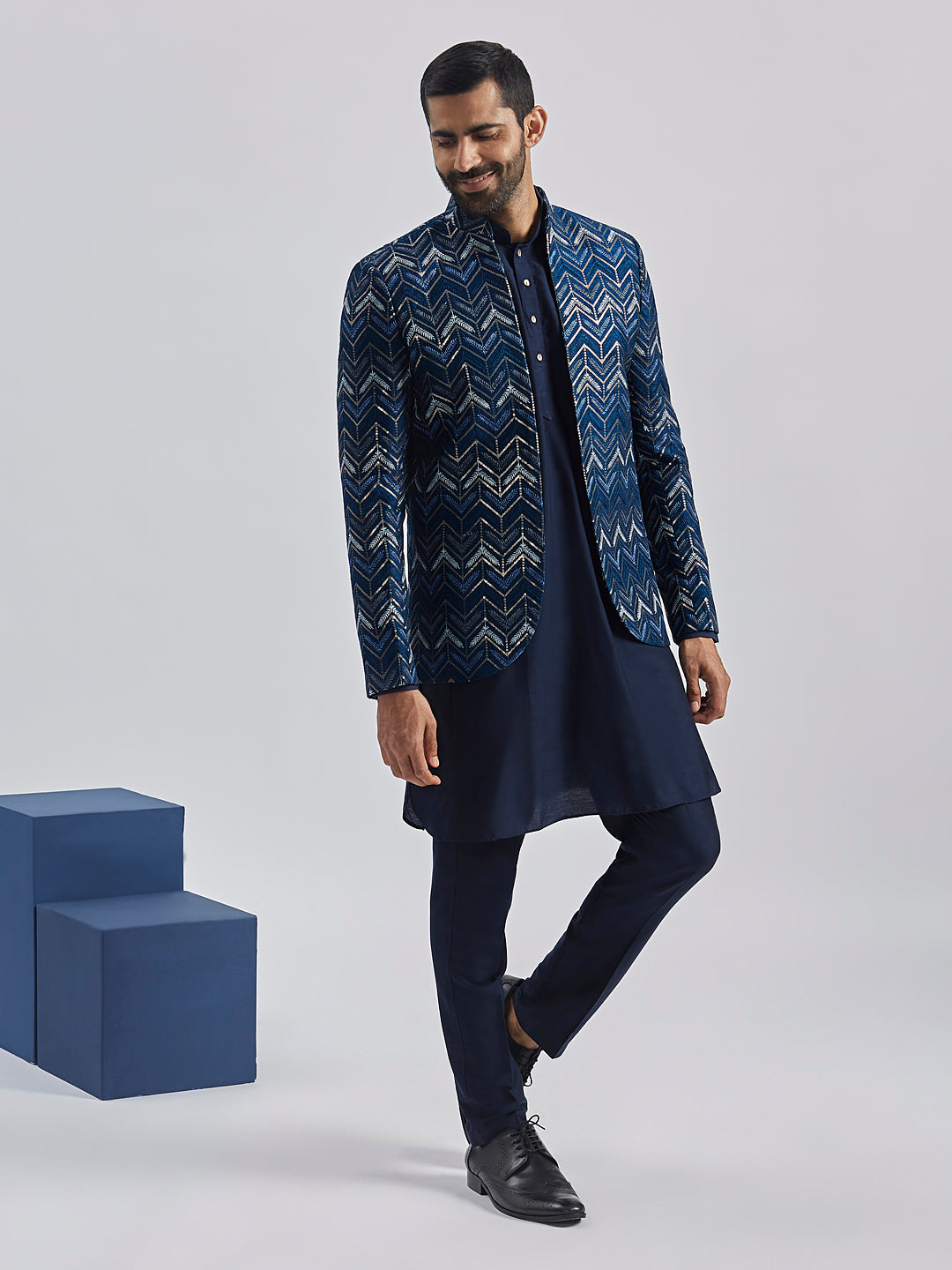 Men's Blue Silk Blend Jodhpuri - view 6