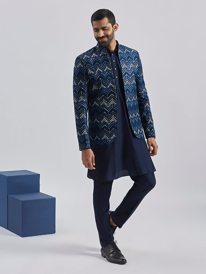 Men's Blue Silk Blend Jodhpuri - view 6