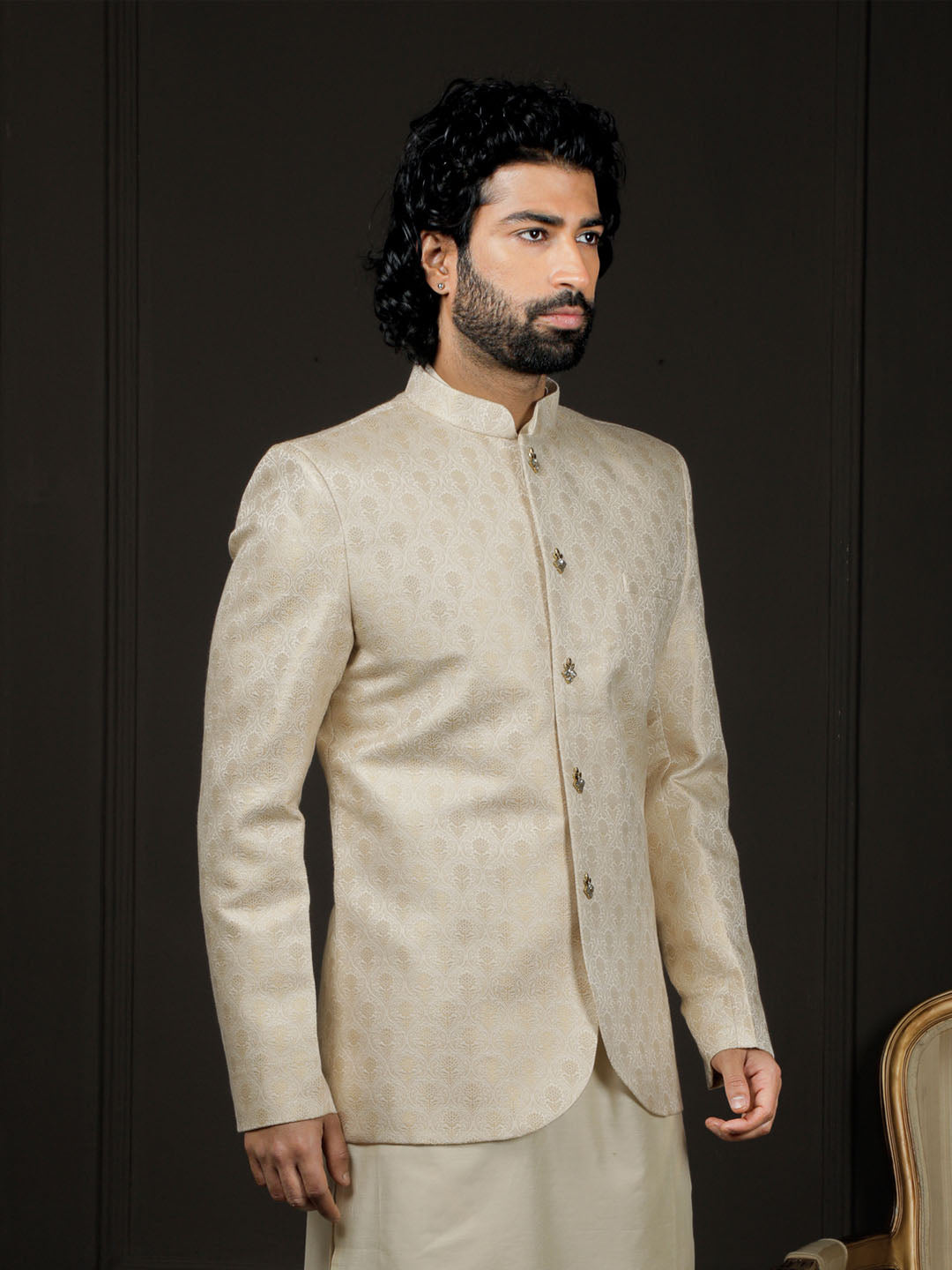 Shvaas By Men's Gold Silk Blend Jodhpuri