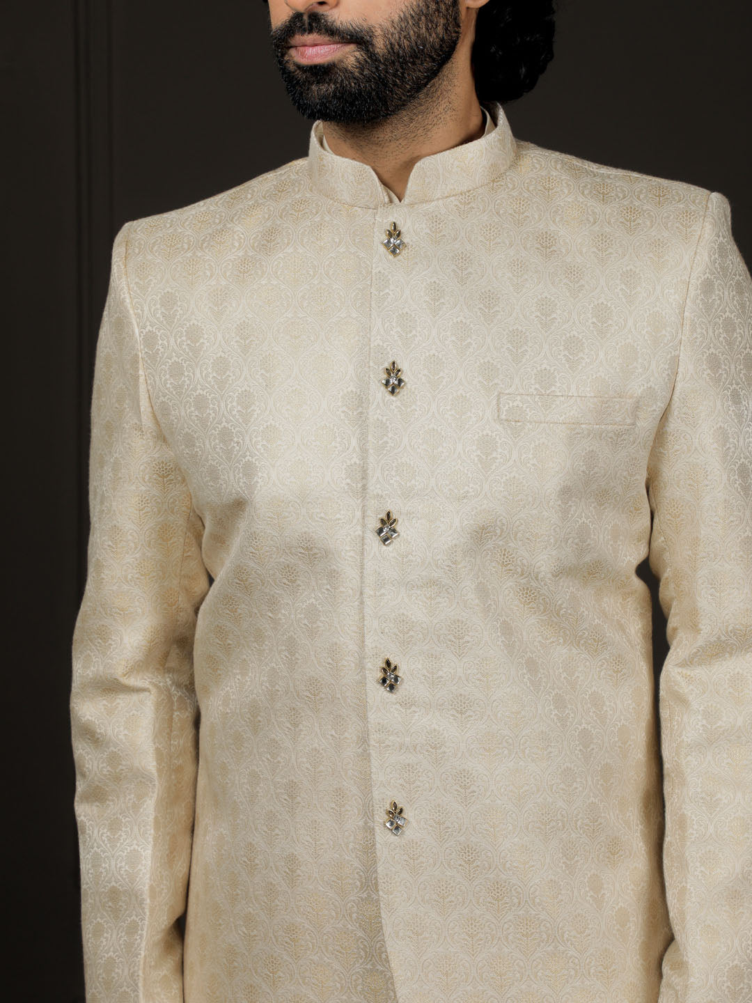 Shvaas By Men's Gold Silk Blend Jodhpuri