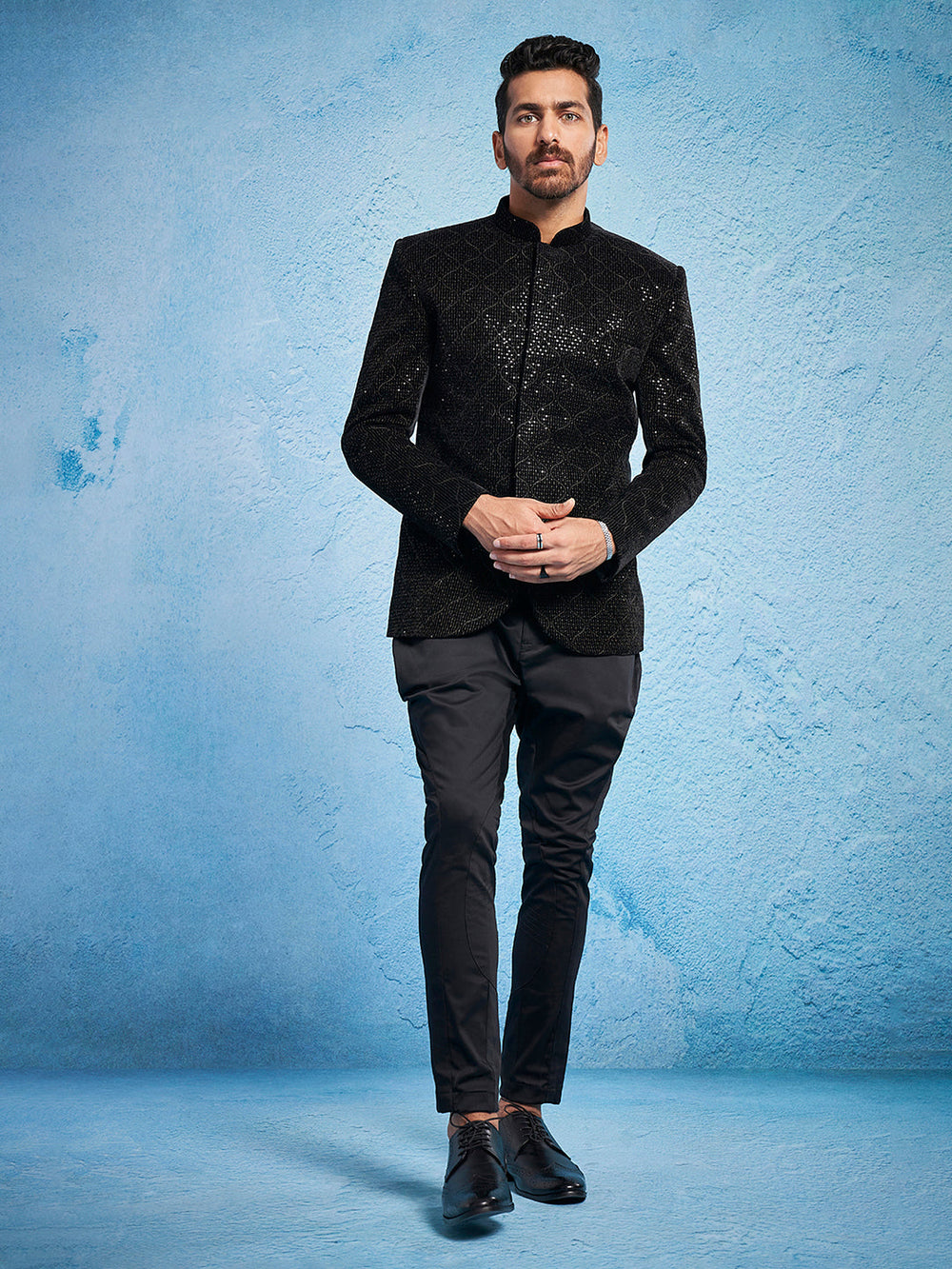 Men's Black - Jodhpuri Pyjama Set