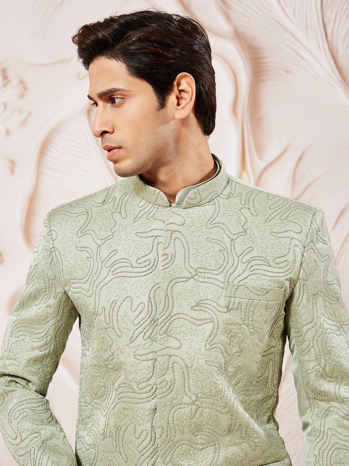 Men's Mehendi Green Silk Blend Jodhpuri