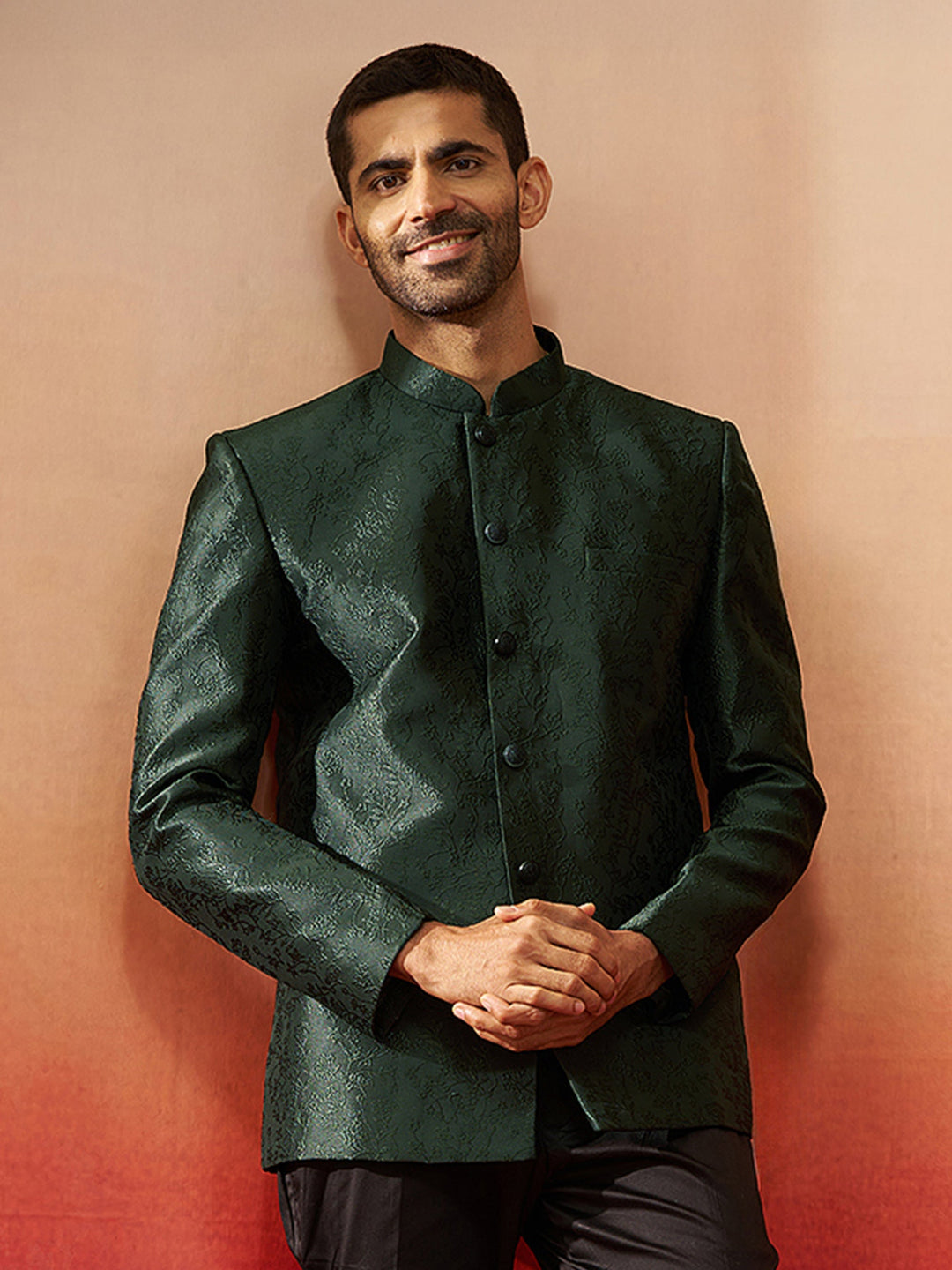Men Bottle Green Silk Jodhpuri