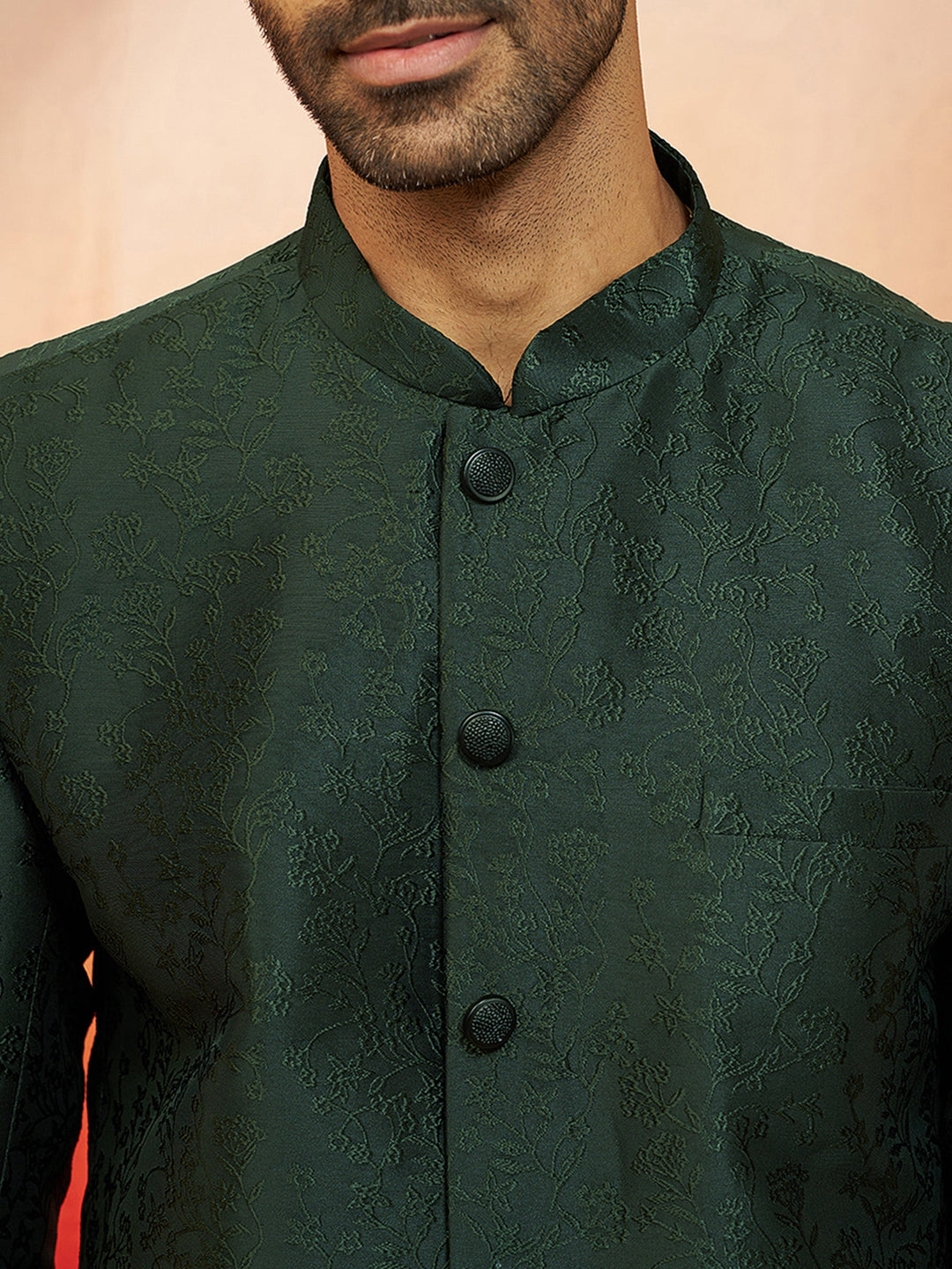 Men Bottle Green Silk Jodhpuri
