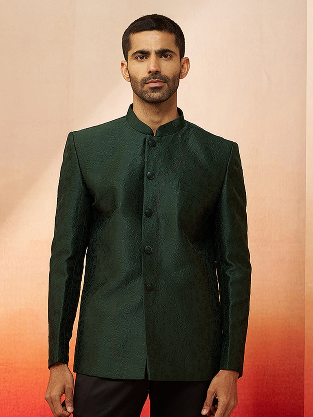Men Bottle Green Silk Jodhpuri