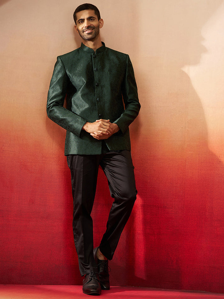 Men Bottle Green Silk Jodhpuri