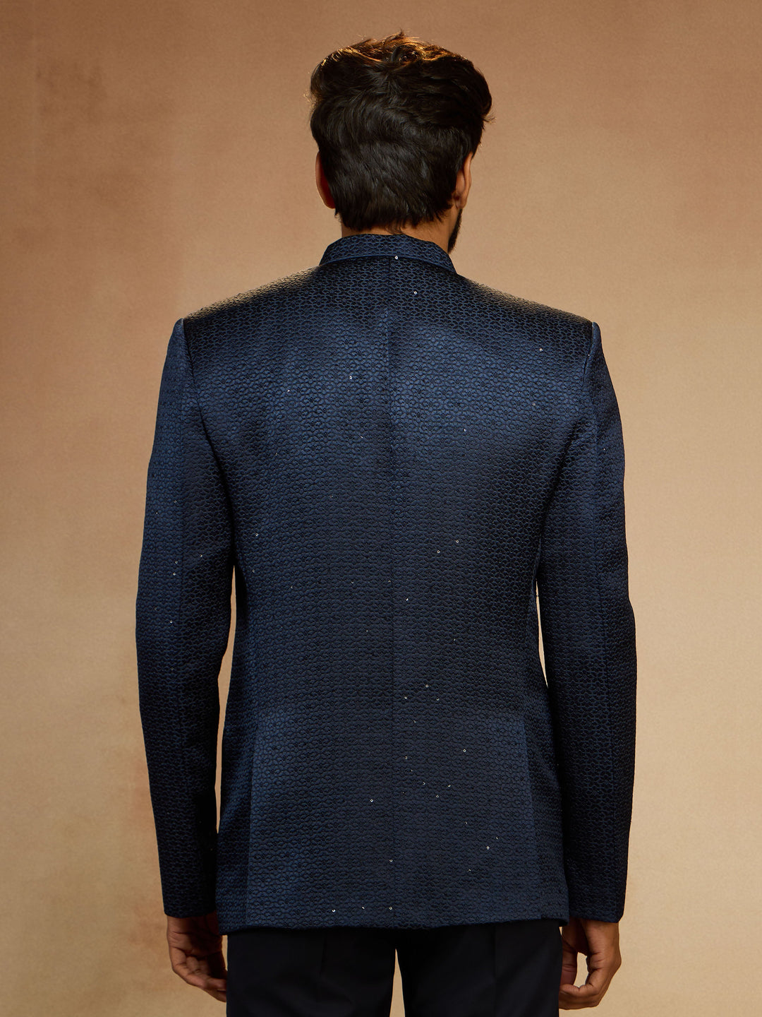 Men's Navy Blue Self-Texture Sequin Embroidery Jodhpuri - view 5