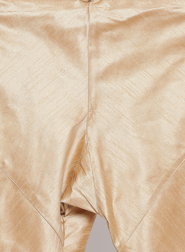 Sarvati Men's White Cotton Silk Blend Kurta and Pyjama Set
