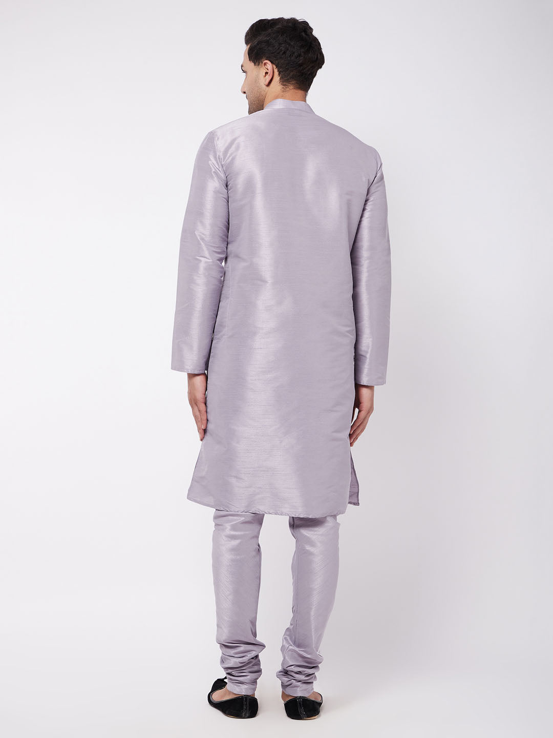 Sarvati Men's Lavender Silk Blend Kurta and Pyjama Set