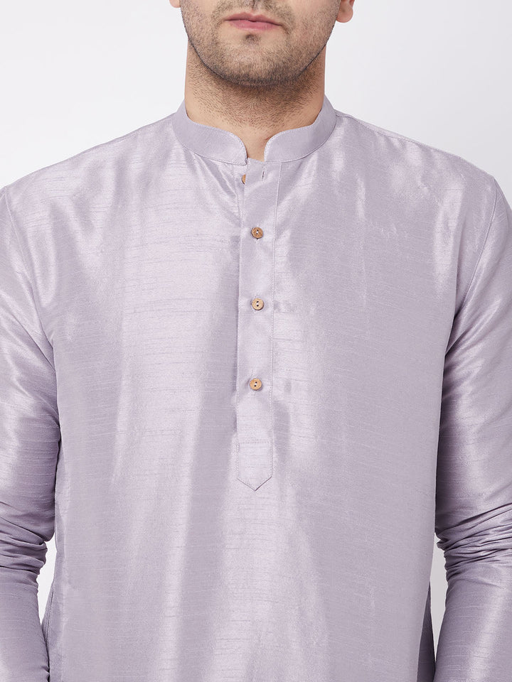 Sarvati Men's Lavender Silk Blend Kurta and Pyjama Set