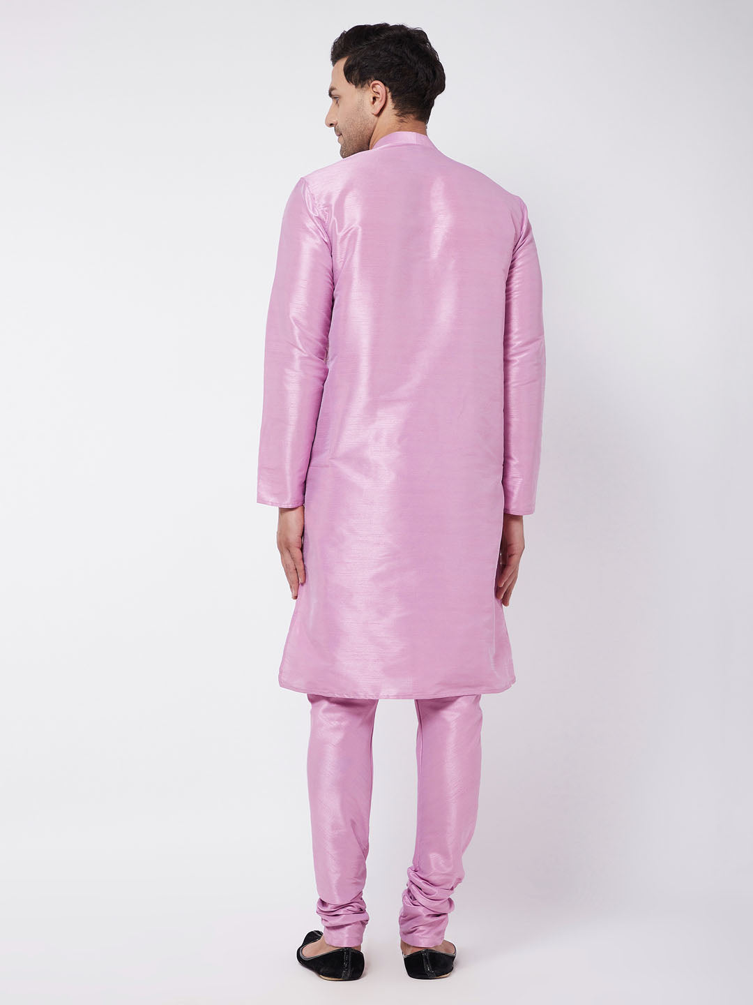 Sarvati Men's Onion Pink Silk Blend Kurta and Pyjama Set