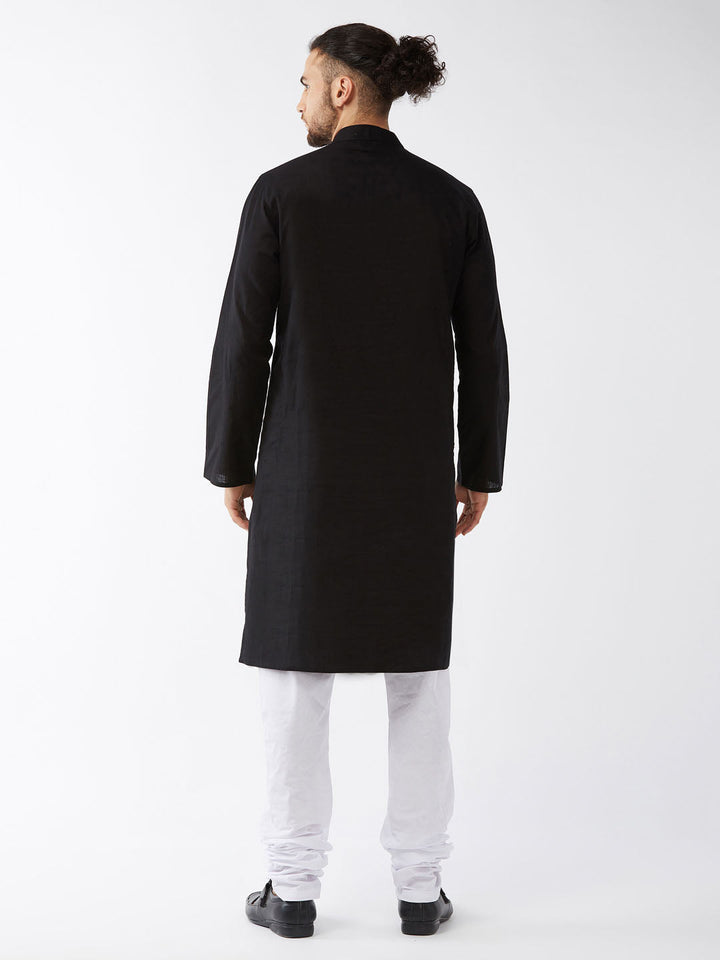 Sarvati Men's Black Cotton Kurta and Pyjama Set