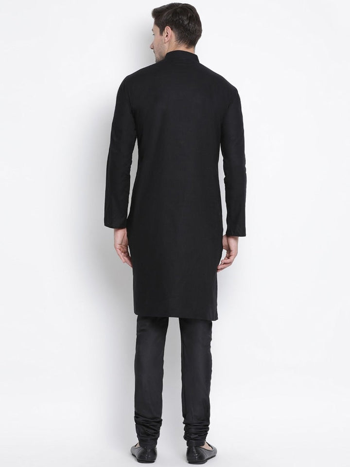 Sarvati Men's Black Cotton Kurta and Pyjama Set