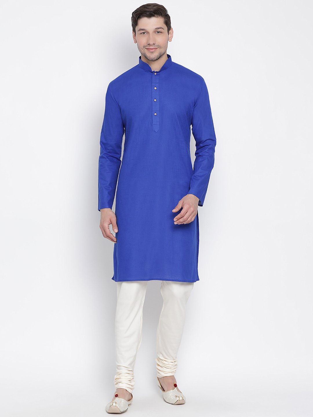 Sarvati Men's Blue Cotton Kurta and Pyjama Set