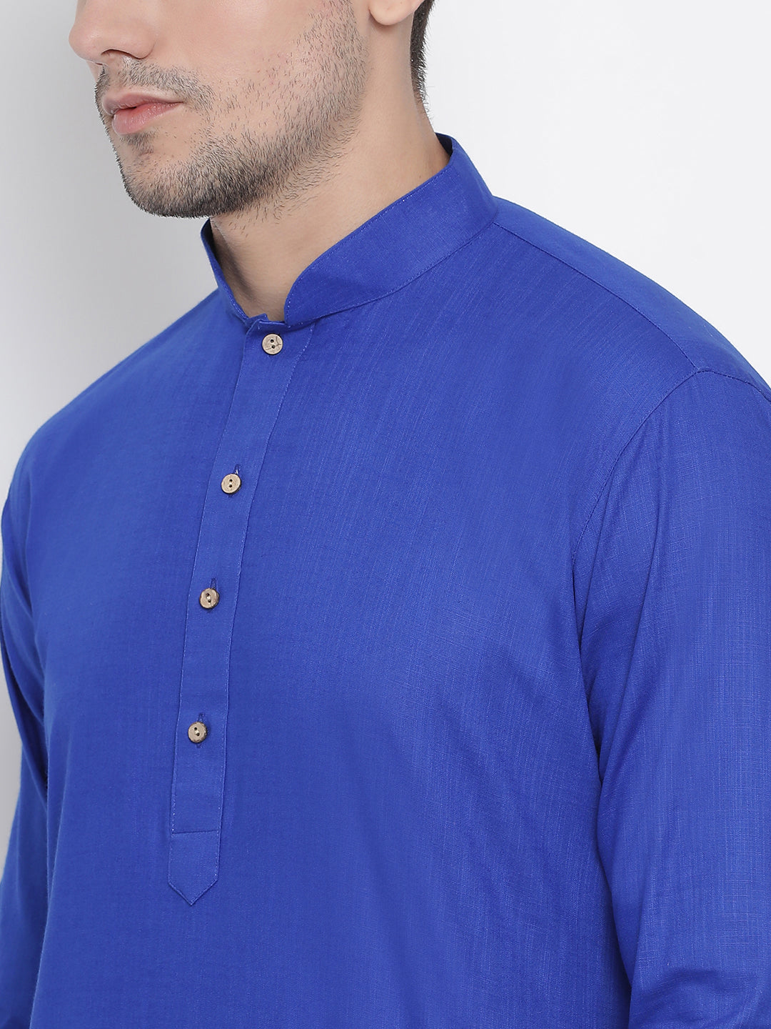 Sarvati Men's Blue Cotton Kurta and Pyjama Set