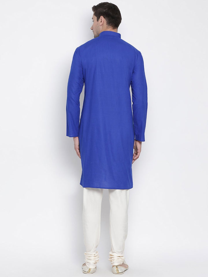 Sarvati Men's Blue Cotton Kurta and Pyjama Set