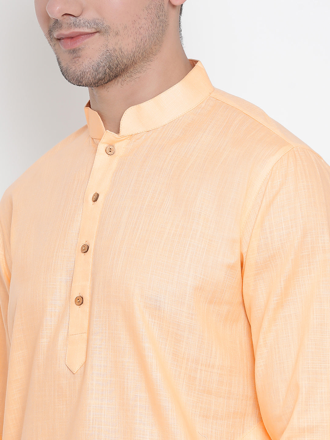 Sarvati Men's Beige Cotton Kurta and Pyjama Set