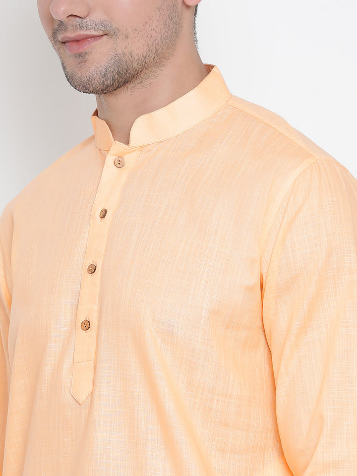 Sarvati Men's Beige Cotton Kurta and Pyjama Set