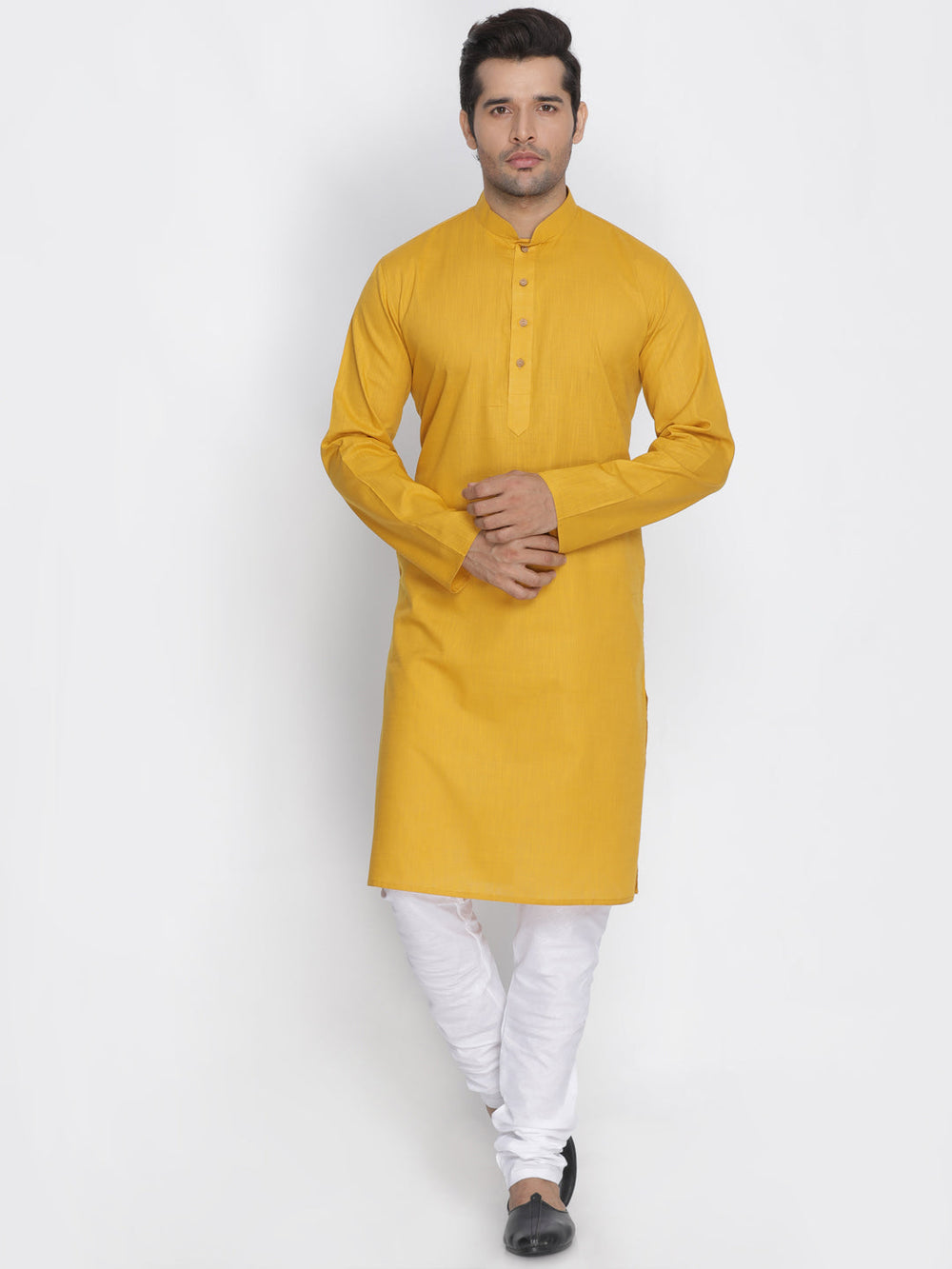 Men's Yellow Cotton Kurta and Pyjama Set