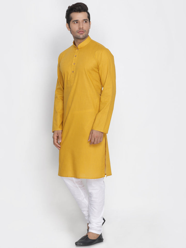 Men's Yellow Cotton Kurta and Pyjama Set