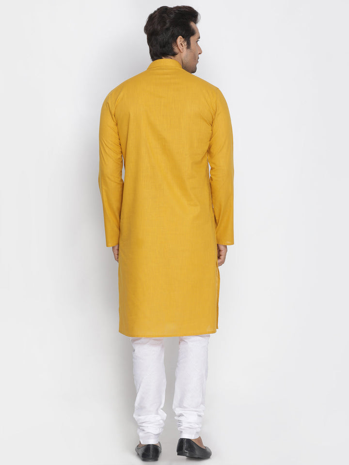 Men's Yellow Cotton Kurta and Pyjama Set