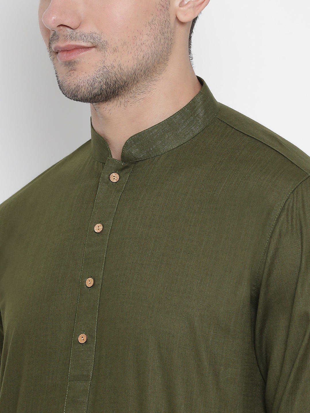 Sarvati Men's Green Cotton Kurta and Pyjama Set