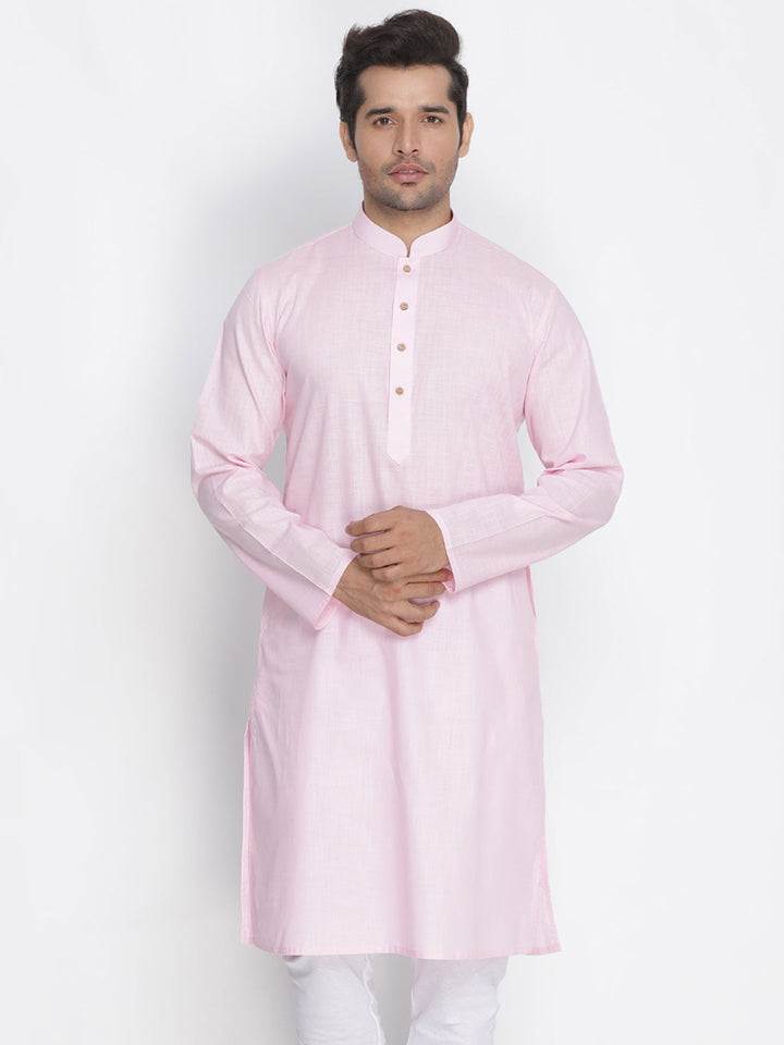 Men's Pink Cotton Kurta