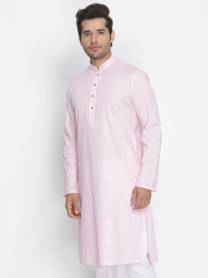 Men's Pink Cotton Kurta