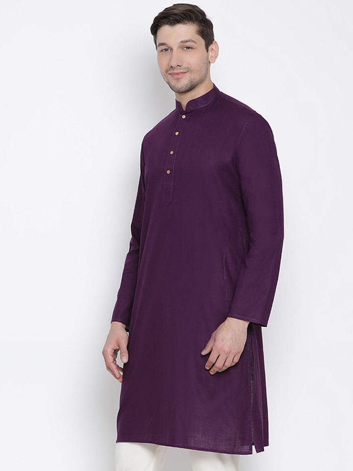 Men's Purple Cotton Kurta