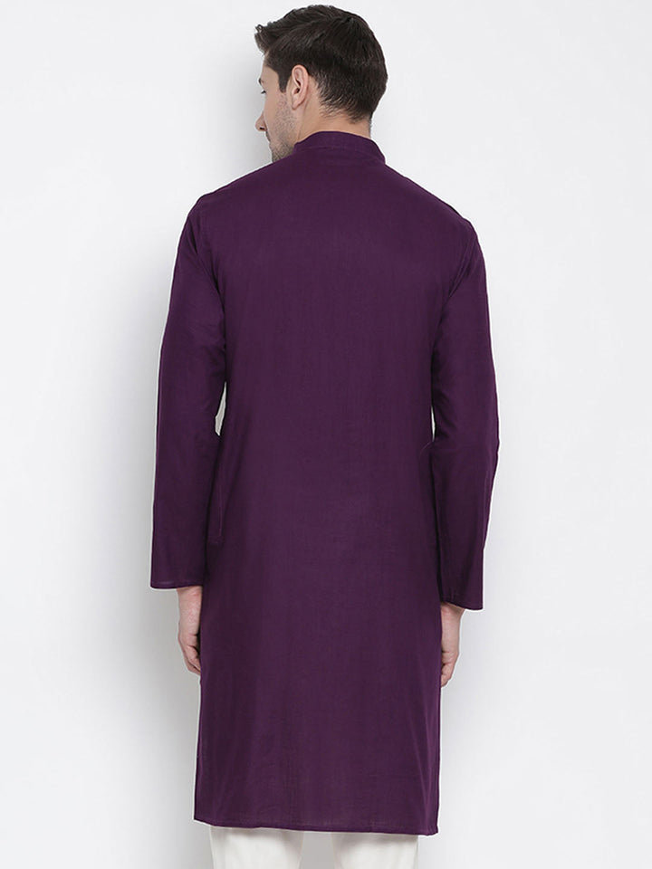 Men's Purple Cotton Kurta