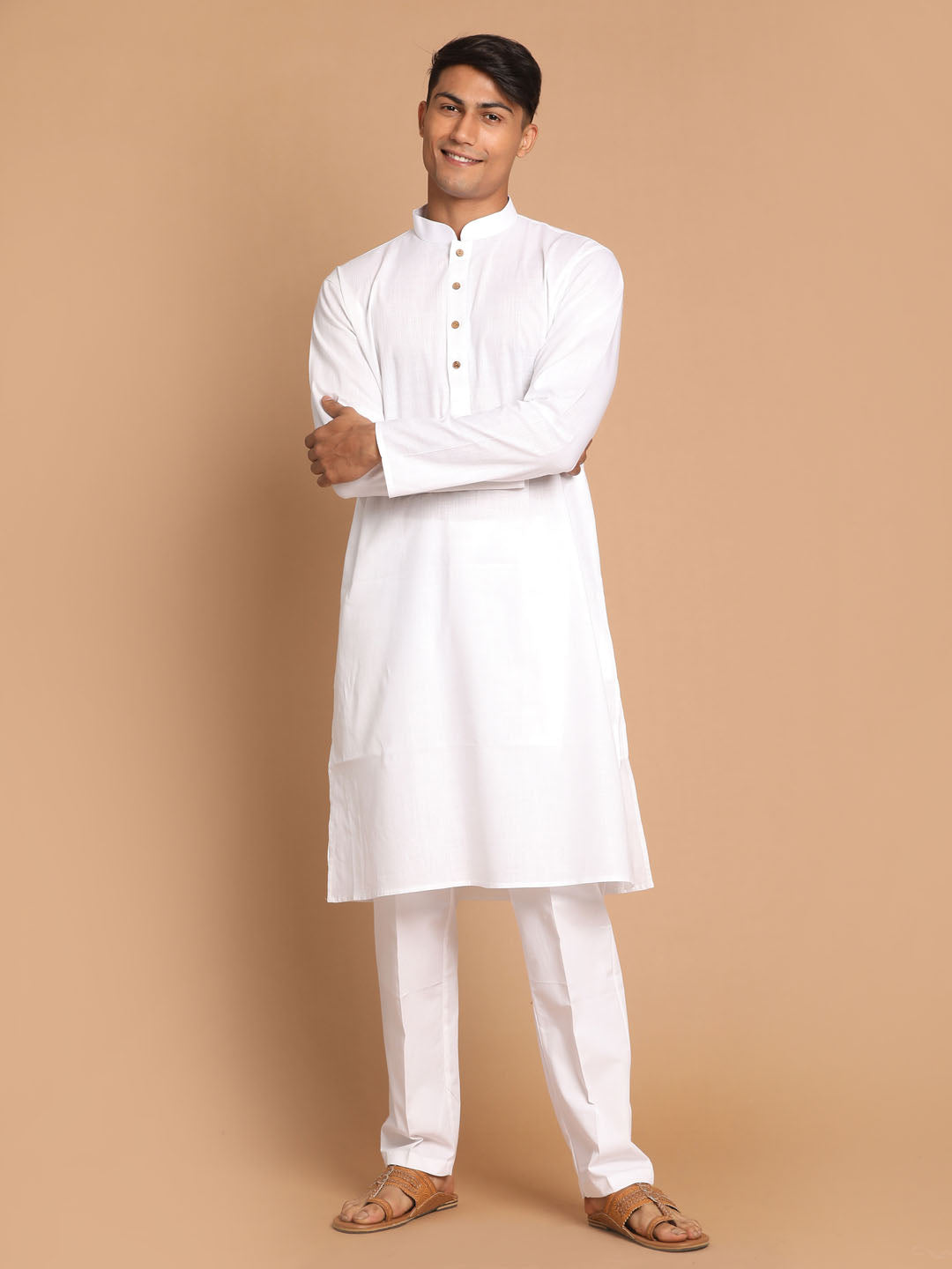 Sarvati Men's Cotton Kurta With Pant Style Pyjama Set