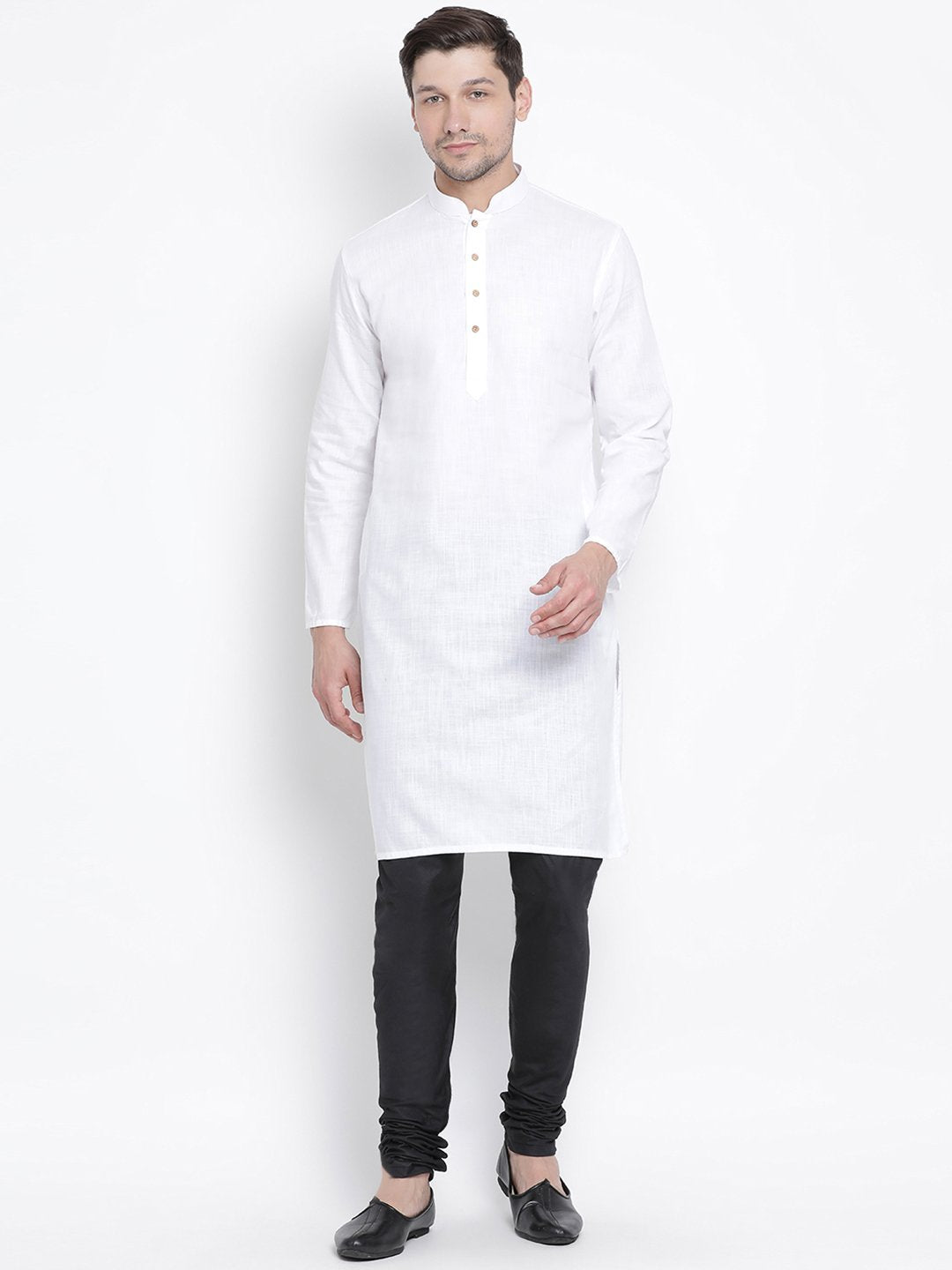 Sarvati Men's White Cotton Kurta and Pyjama Set